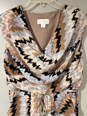 Jessica Simpson Multicolor High Low Dress - Tan, Black, Cream